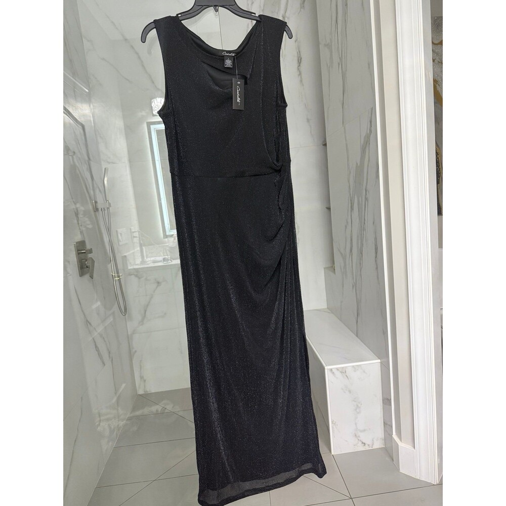 NWT Shimmer Sleeveless Cut-Out Front Side Slit Maxi Dress Size Large